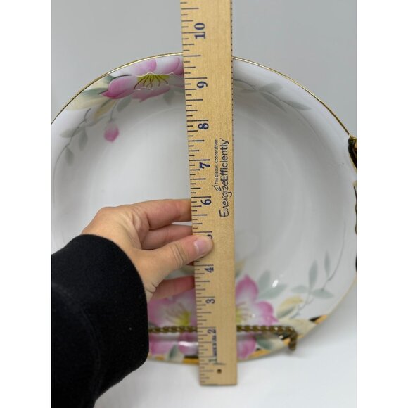 VTG Noritake Azalea Large Round Serving Bowl 9.5 Gold Handles Hand-Painted Japan - Picture 6 of 8